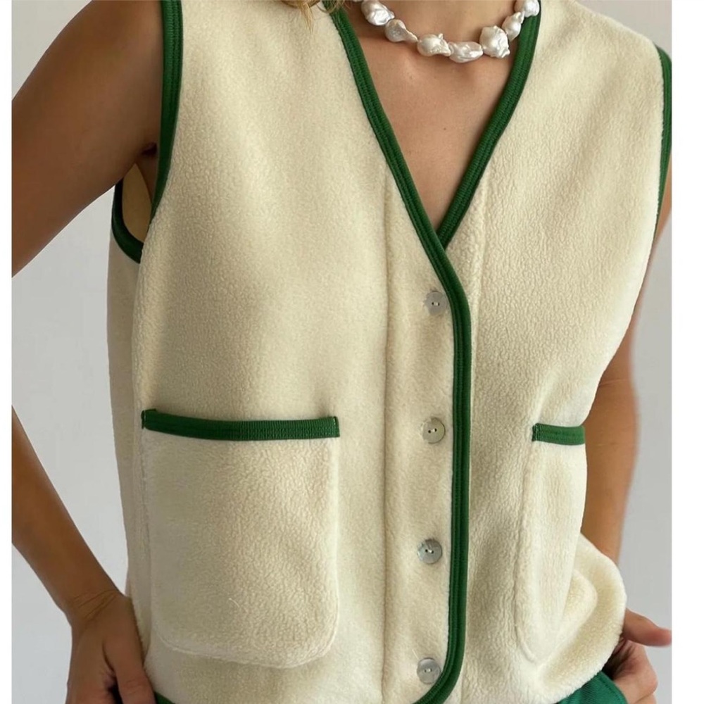 Donni fleece polar green cream vest